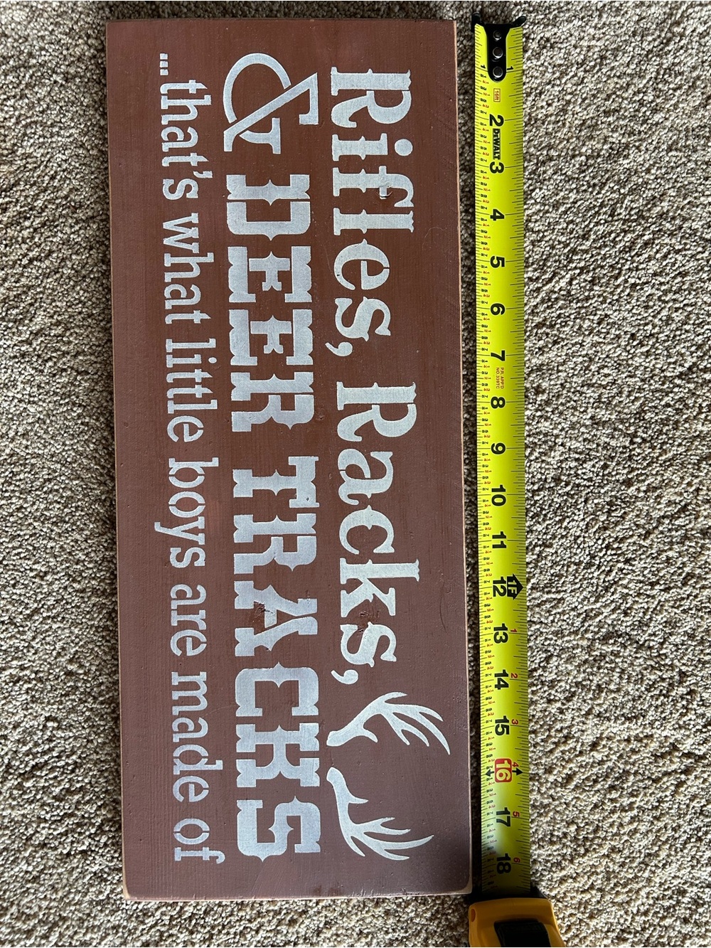 Rifles, Racks & Deer Tracks Rustic Brown Wall Sign - Picture 2 of 3